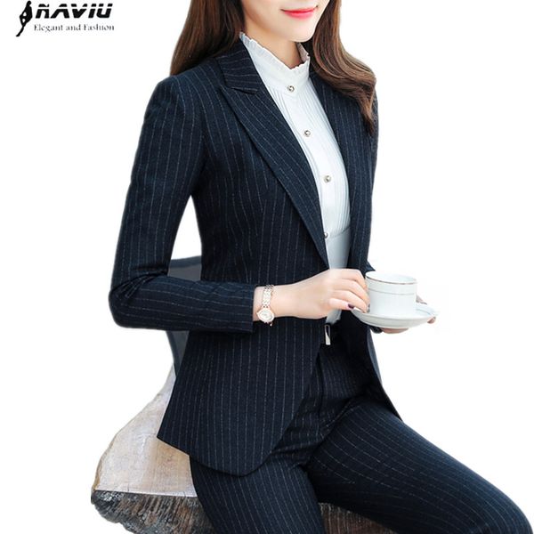 

2018 новая мода бизнес-брюки костюмы установить формальный тонкий нашивки пиджак и брюки офисные дамы плюс размер интервью рабочая одежда, White;black