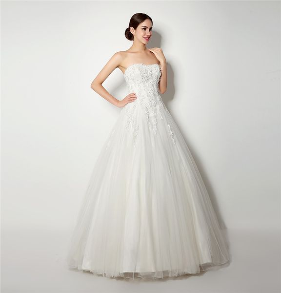 

elegant strapless white ball gown wedding dresses lace appliques sequins modest wedding dresses with 3d flowers wedding gowns