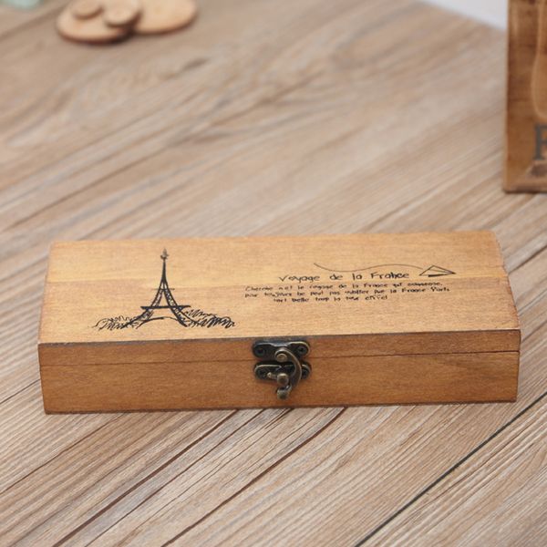 

retro tower storage box wood wooden pen pencil case holder coin stationery storage box worldwide wooden organization