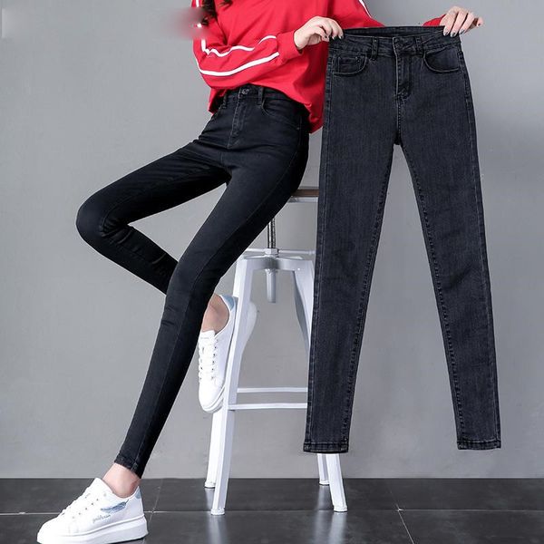 

women pants jeans femme new collection women pencil denim pants high waisted high street slim jeans in 3 colors high 25 32, Blue