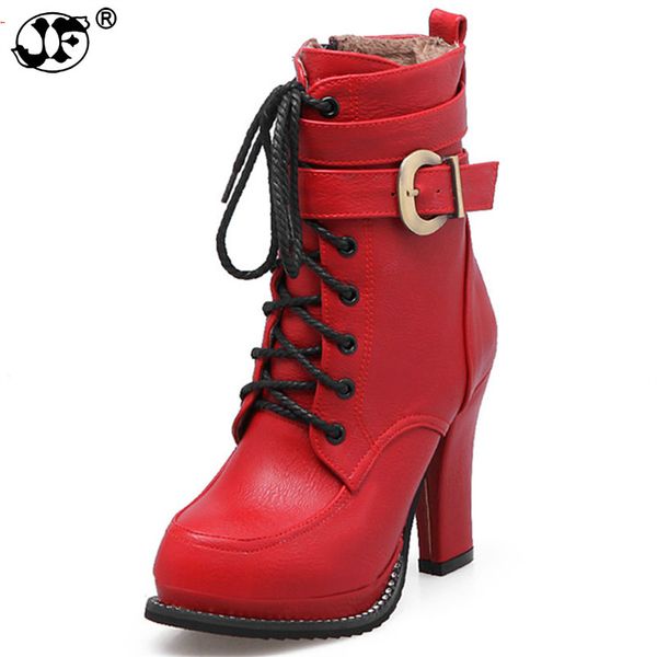 

pu autumn winter new arrive women boots black wine red brown ankle boots zipper buckle lace up ladies boots559