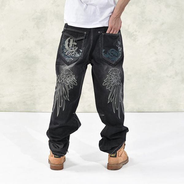 

new 2019 fashion baggy style men's jeans hiphop dancers loose big pocket boys skateboard rap punk distressed plus size 30-44 46, Blue