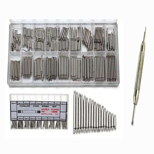 

360pcs 8mm - 25mm stainless steel watch link pins tool kit and dismantle watchband tool ear batches both head watches for parts