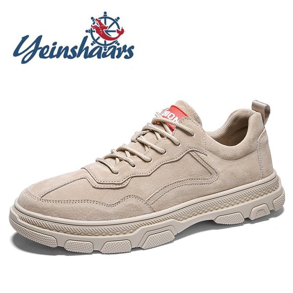 

mens shoes suede casual natural leather comfy lightweight breathable outdoor work shoes men brand sneakers roupas masculina, Black