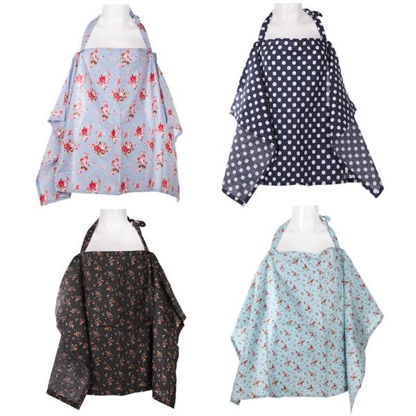 

mum breastfeeding blanket nursing poncho baby covers cotton shawl black cherry/blue cherry/dark blue dots/ blue flower, White