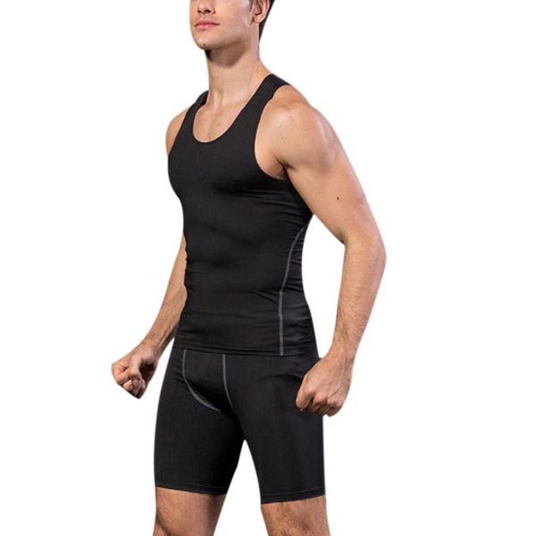 

summer quick dry men' compression tights tank men fitness sleeveless vest men clothes, White;black