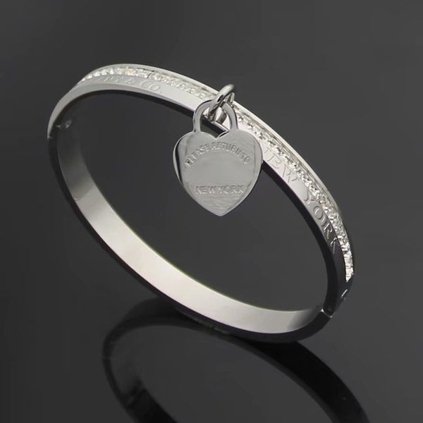 

2020 tbb28 fashion bangle official website new arrival stainless steel for women birthday have logo tt heart bangle gift, Gray