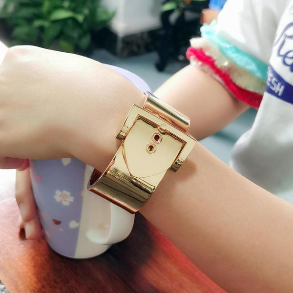 

adjustable wide alloy cuff bangles big bracelets for women metal statement bracelets fashion party jewelry 2020 uken, Black