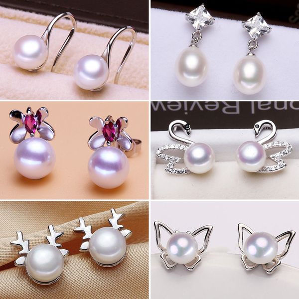 

Серьги из натурального жемчуга 925 Серебряные серьги-гвоздики Ювелирные изделия 7-