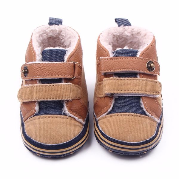 

2017 new autumn winter canvas stitching pu baby shoes baby first walker toddler shoes