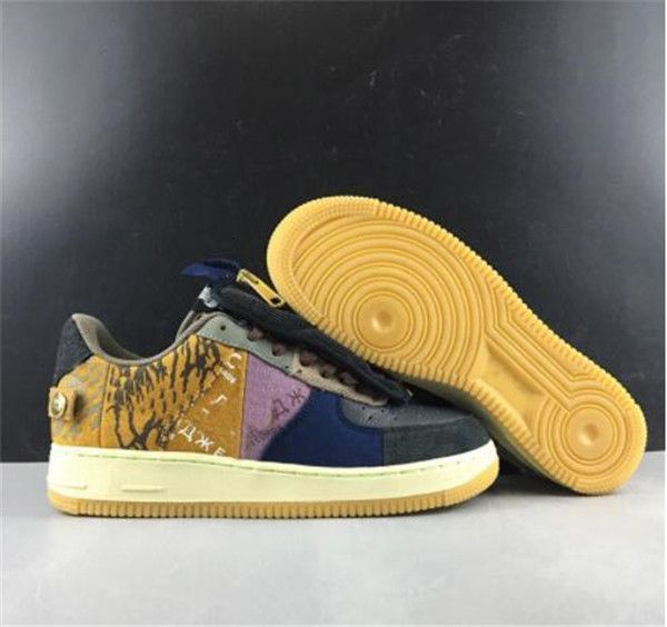 

1 with box travis scott x forced one velvet multi color stitching zipper running for men sports trainer sneakers outdoor shoes