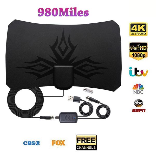 

980 mile digital antenna tv indoor amplifier signal booster dvb-t2 hdtv antenna isdb-tb satellite signal receiver cleartv aerial