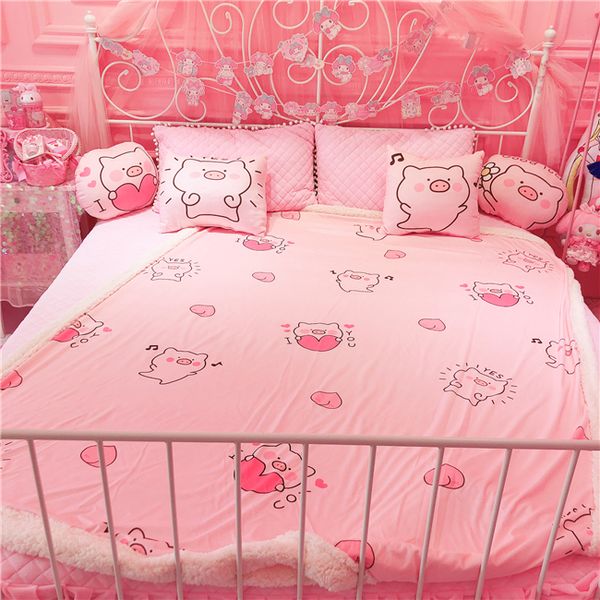 

ivyye 1pcs cute pig anime blanket plush velvet warm decoration soft bed home throw sofa blankets gifts new