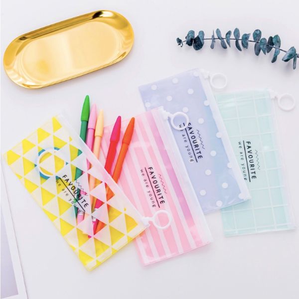 

transparent small pencil bag lovely pocket storage pen bag purse card package student learning storage tool make up