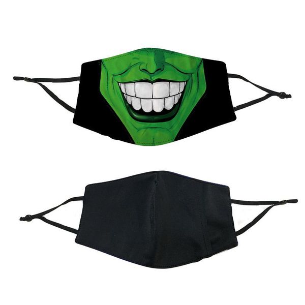 

2020 joker clown ice silk mask dustproof windproof anti-fog and designer face mask haze replaceable pm2.5 filter fashion printing wash mask