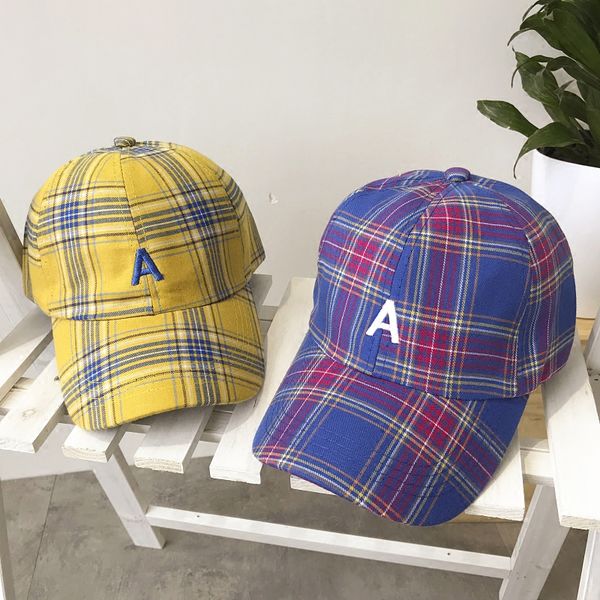 

fashion women baseball caps 2018 summer new fashion casual simple caps korean letters plaid sunshade cap, Blue;gray