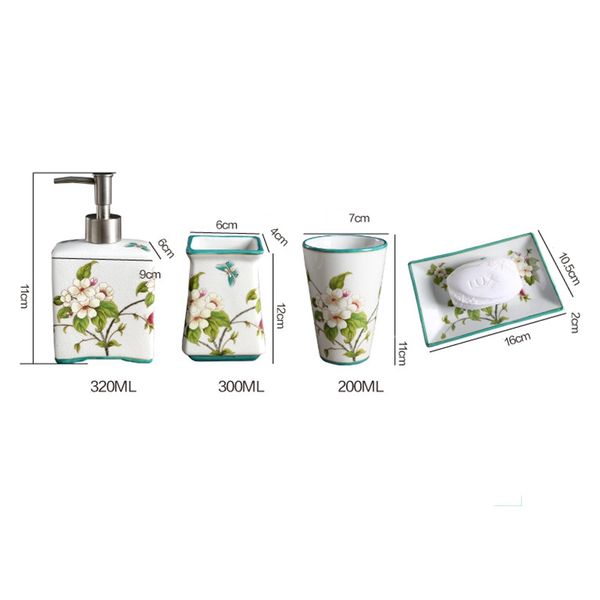 

new creative gift chinese ceramic bathroom bathroom set of 5 toothbrush tube cup hand sanitizer bottle soap dish