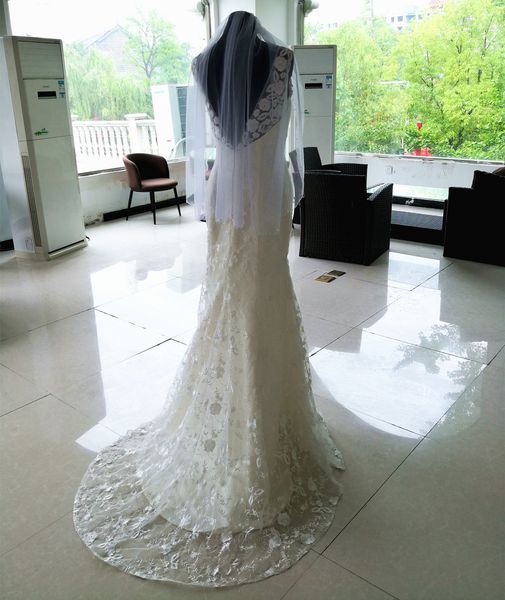 

contracted 90cm-length one-layer white ivory champagne purple pink red black scalloped edge wedding veils meidingqianna brand bridal veils
