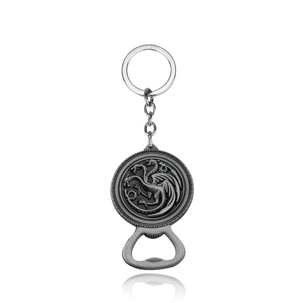 

hbo tv game of throne opener keychain vintage metal house targaryen beer bottle opener pendant keyrings key chain jewelry gift, Silver