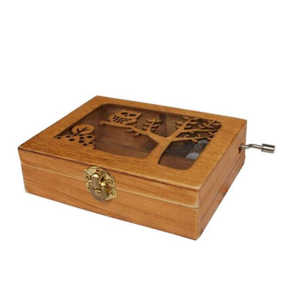 

home decoration wooden mini music box diy mechanical craft hand crank music box movement gift h01