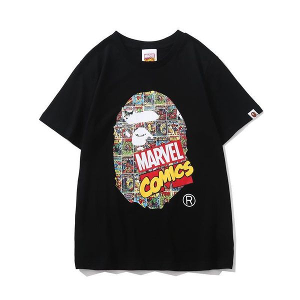 

новый ape tshirts хлопок высокого качества дышащих купальная cartoon printed t-рубашка сложных полиэфиров люди вскользь коротких рукава удоб, White