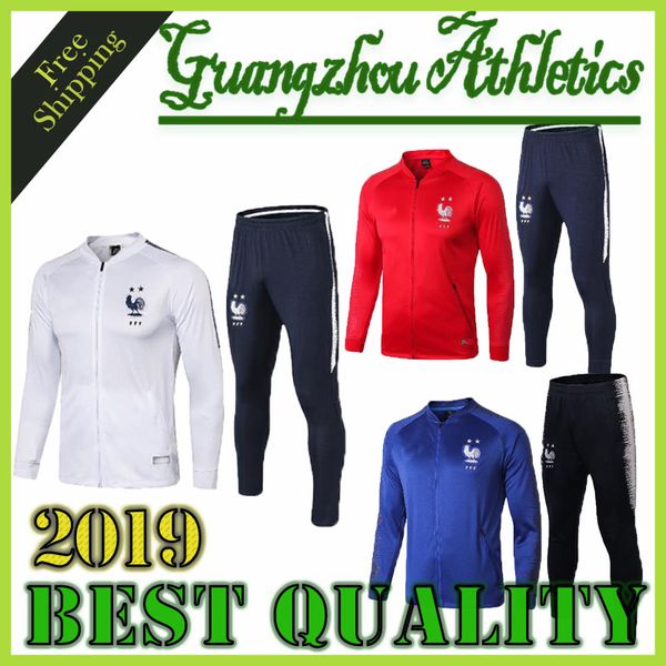 

2019 france survetement foot kits 18 19 pogba griezmann mbappe france jacket set football training suit long sleeve tracksuit sportswear, Black;blue