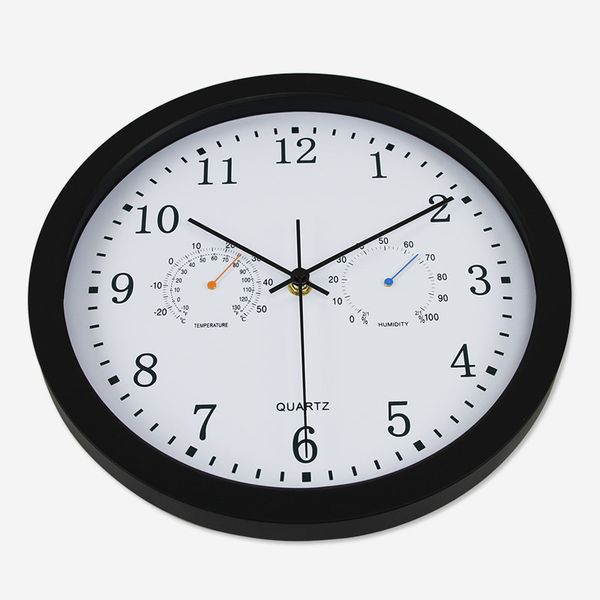 

2018 silent quartz metal wall clock thermometer hygrometer quiet sweep movement no-ticking home art decor new design