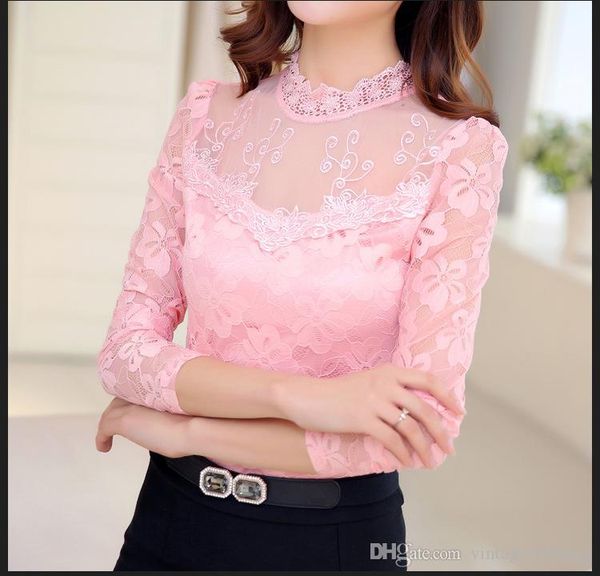 

женщины топы черный белый вышивка кружева блузка с длинным рукавом блузки с оборками camisas плюс размер s-5xl, White