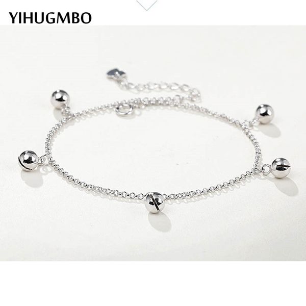 

yihugmbo 925 sterling silver 100% small bell korean bracelets for women gift boho jewelry bracelet 2019 new design wholesale, Black