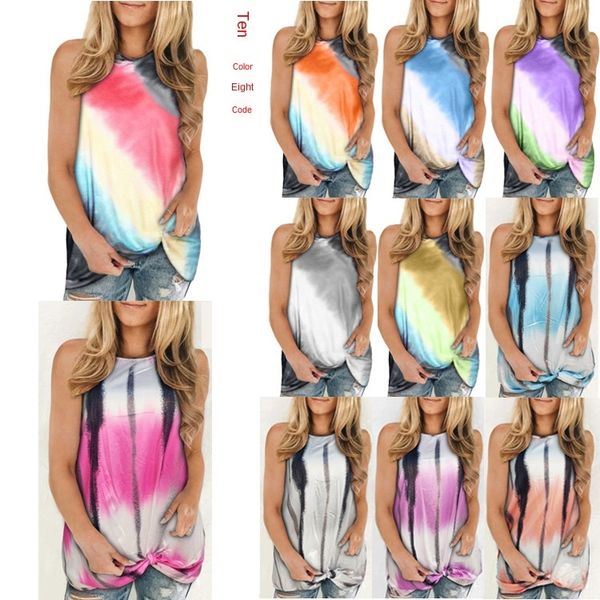 

2020 women's loose casual twisted sleeveless printed 2020 women's loose casual t-shirt vest vest twisted sleeveless printed t-shir, White