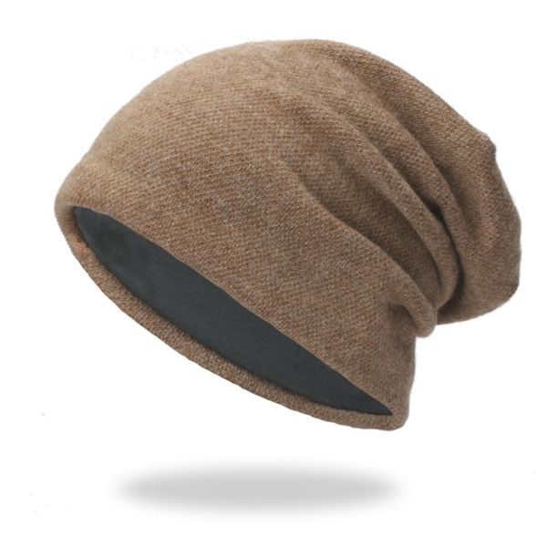 

men women baggy beanie winter hat skiing slouchy chic cotton knitted cap, Black