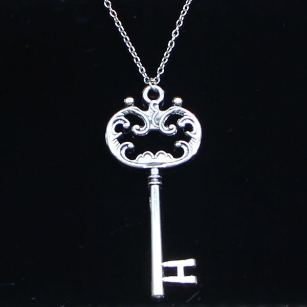 

20pcs new fashion necklace 69mm vintage skeleton key silver pendants short long women men colar gift jewelry choker