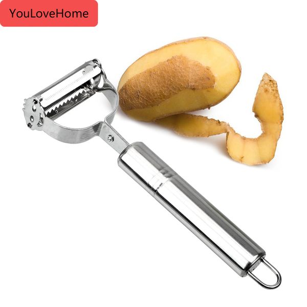 

dual-use slicer peeler stainless steel durable razor cutter vegetable tool carrot potato fruit shred