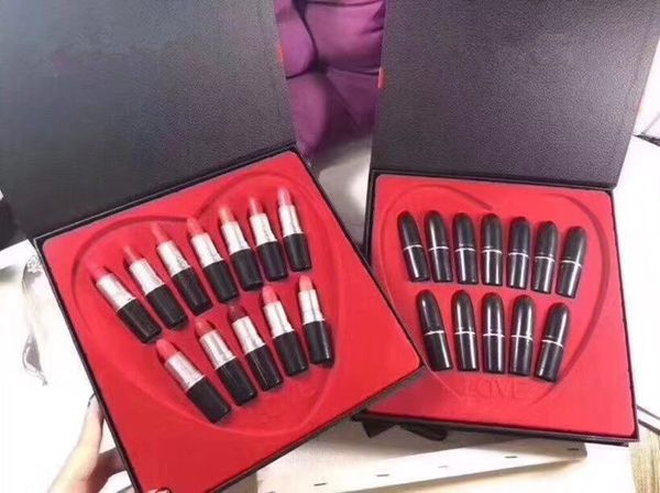 

HOT SALE Makeup M &AC Love 12pcs Matte Lipstick rouge a levre Set Lip Gloss Christmas Lipgloss Kit DHL Free Shipping