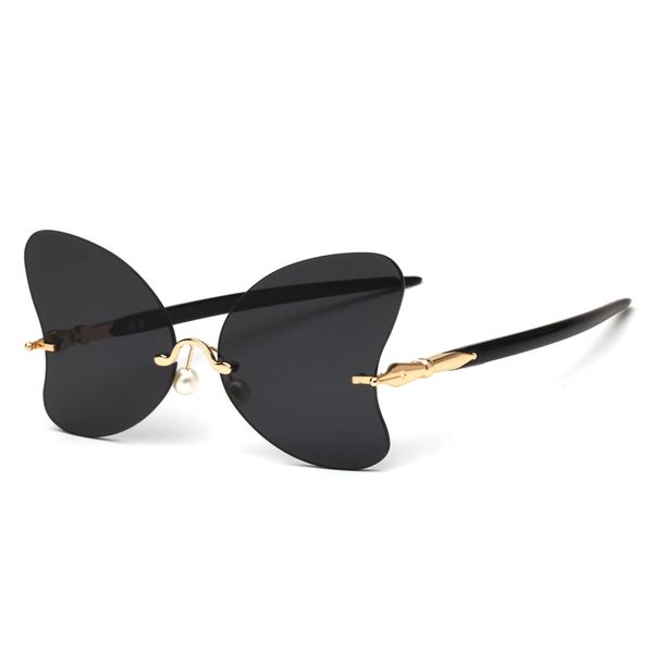 

butterfly-shaped frameless sunglasses 2019 fashion new trend personality designer europe and the united states personality sunglasses wh, White;black