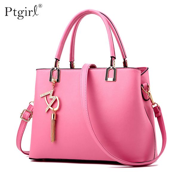 

классический чистый цвет женщины искусственная кожа tote кисточкой сумки ptgirl женский crossbody сумка мода сумка для мамы день рождения ме