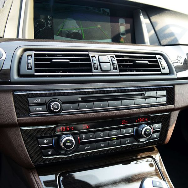 

for bmw f10 f11 5 series interior trim carbon fiber car cd control panel stickers ac cd panel frame accessories for 520i 525i