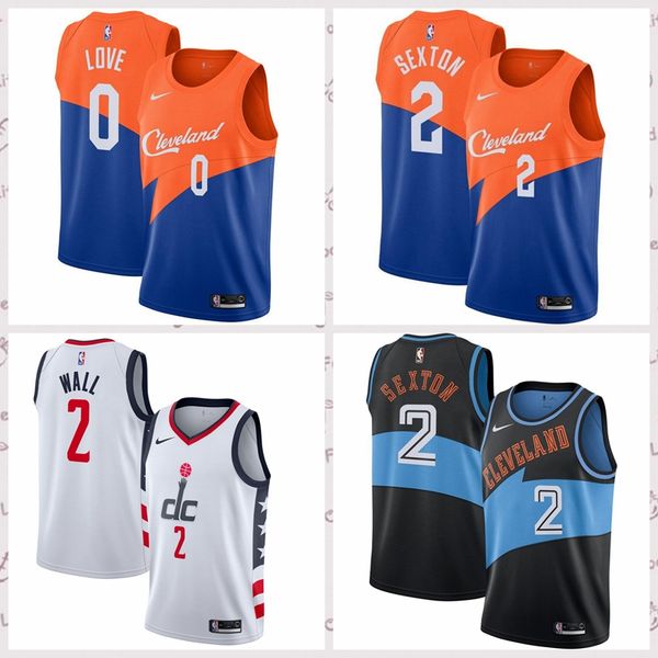 

men youth kids clevelandcavaliers city 2019/20 edition swingman 2 sexton 0 love 2 wall red blue basketball jersey, Black;red