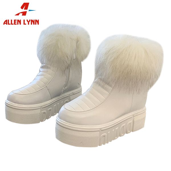 

allenlynn new ladies party office warm shoes woman fashion height increasing zip ankle boots faux fur boots women, Black