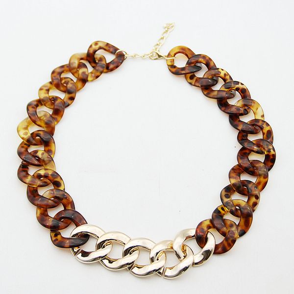 

fishsheep statement leopard gold color acrylic long chain necklace big resin choker pendants & necklaces 2019 fashion jewelry, Silver