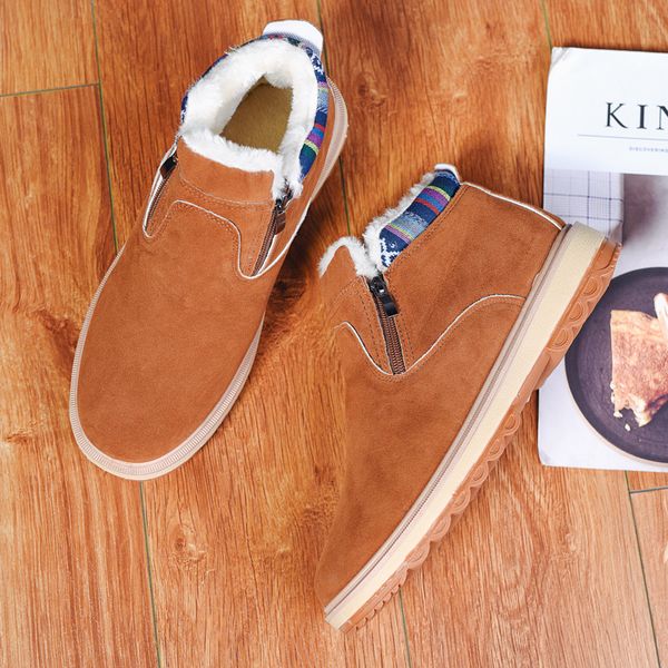 

2019 winter thick men's boots men's boots winter warm casual ankle plus velvet cotton shoes fashion trend, Black