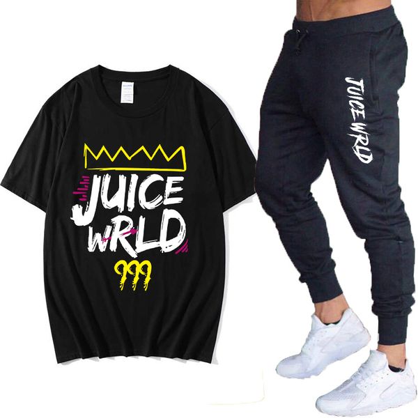 

juicewrld t-shirt juicewrld 999 cartoon fashion large size cute graphic print streetwear male graphic t-shirt + pants set, Gray
