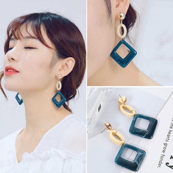 

макси новый ретро темперамент синий акрил геометрическая форма преувеличенные тенденции моды дикие серьги для шикарных девушек, Silver