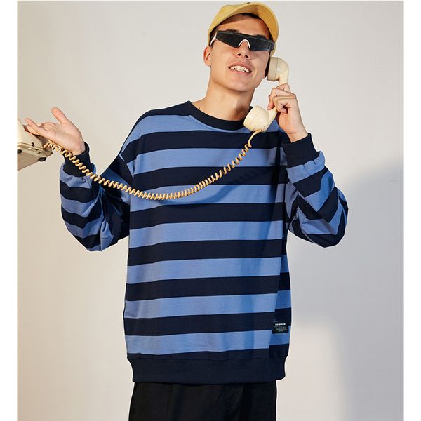 

mens brand sweater designer over size striped round neck shirt coat mens luxury hoodies asian size m-2xl, Black