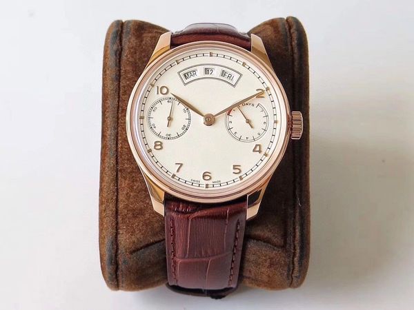 

male automatic mechanical watch size 44mm double-sided anti-reflective sapphire glass mirror crocodile leather watchband power reserve displ, Slivery;brown