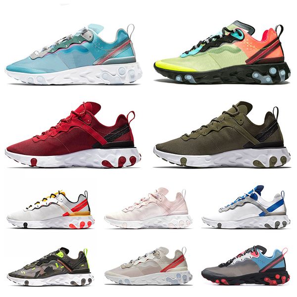 

selling epic air react element 55 87 mens womens running shoes breathable trainers royal tint volt racer olive red nik sports sneakers, White;red