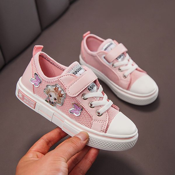 

sports running net shoes for girls brand kids children red soft non-slip casual shoes breathable flat board leisure, Black;red