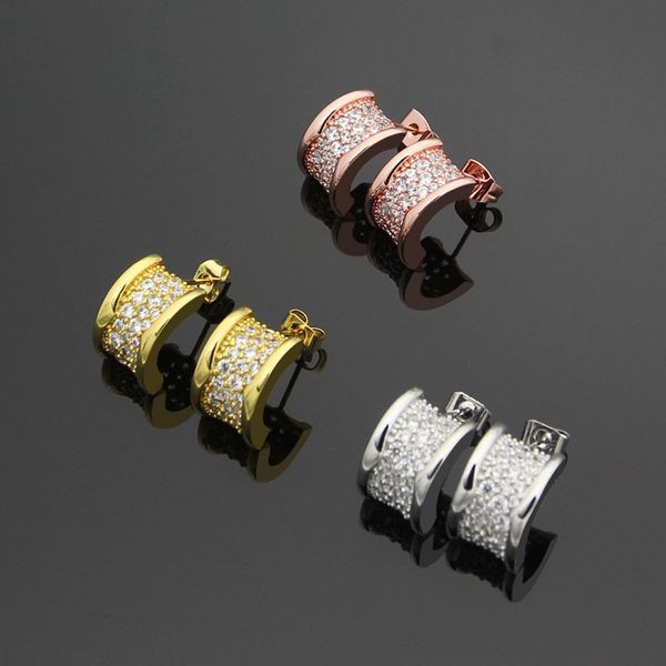 

2019 Fashion full stone Rhinestone love Earrings for women Designer 18K rose gold silver plated C style B Stud Earring Valentine's Days gift