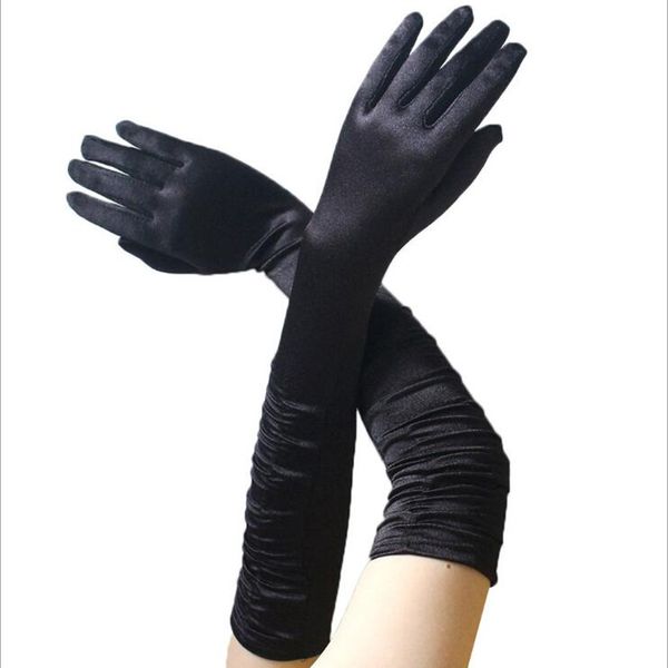 

women' solud colour vintage satin long finger elbow gloves gatsby opera evening party prom costume fashion glove, Blue;gray