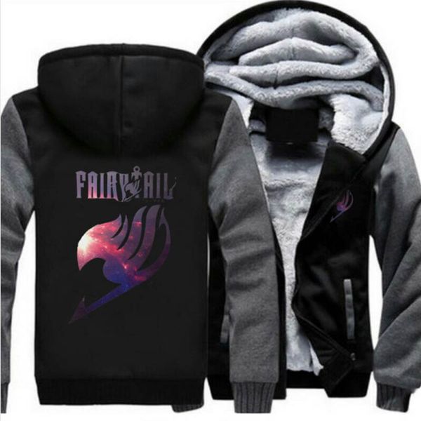 

fairy tail print cosplay hoodies new anime coat luminous jacket fashion men women winter zipper hooded sweatshirt usa siz, Black